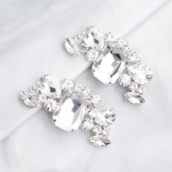 Shoe clips wedding elegant silver tone crystal new - Picture 6 of 7